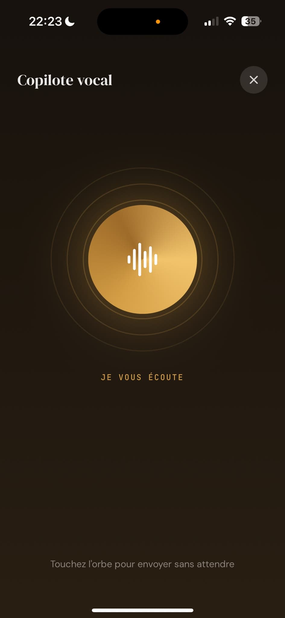 Copilote vocal Ouvrely sur mobile