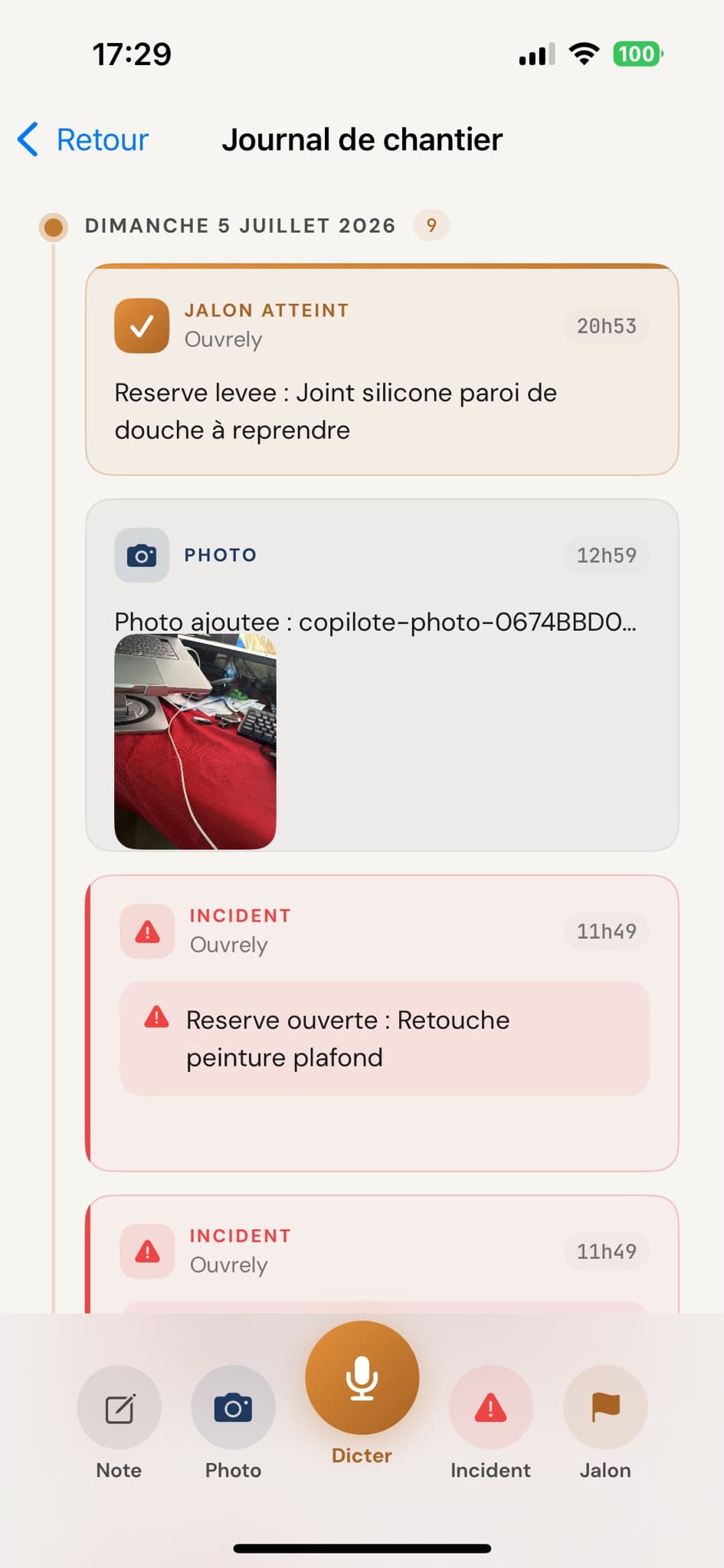 Journal de chantier mobile