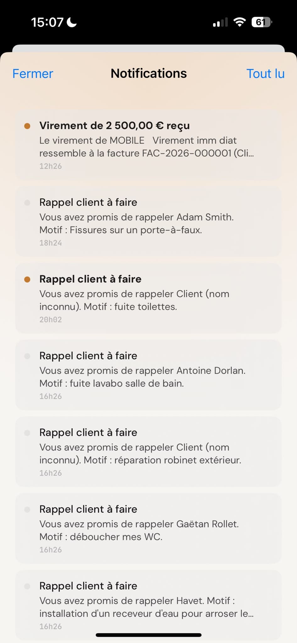 Notifications utiles